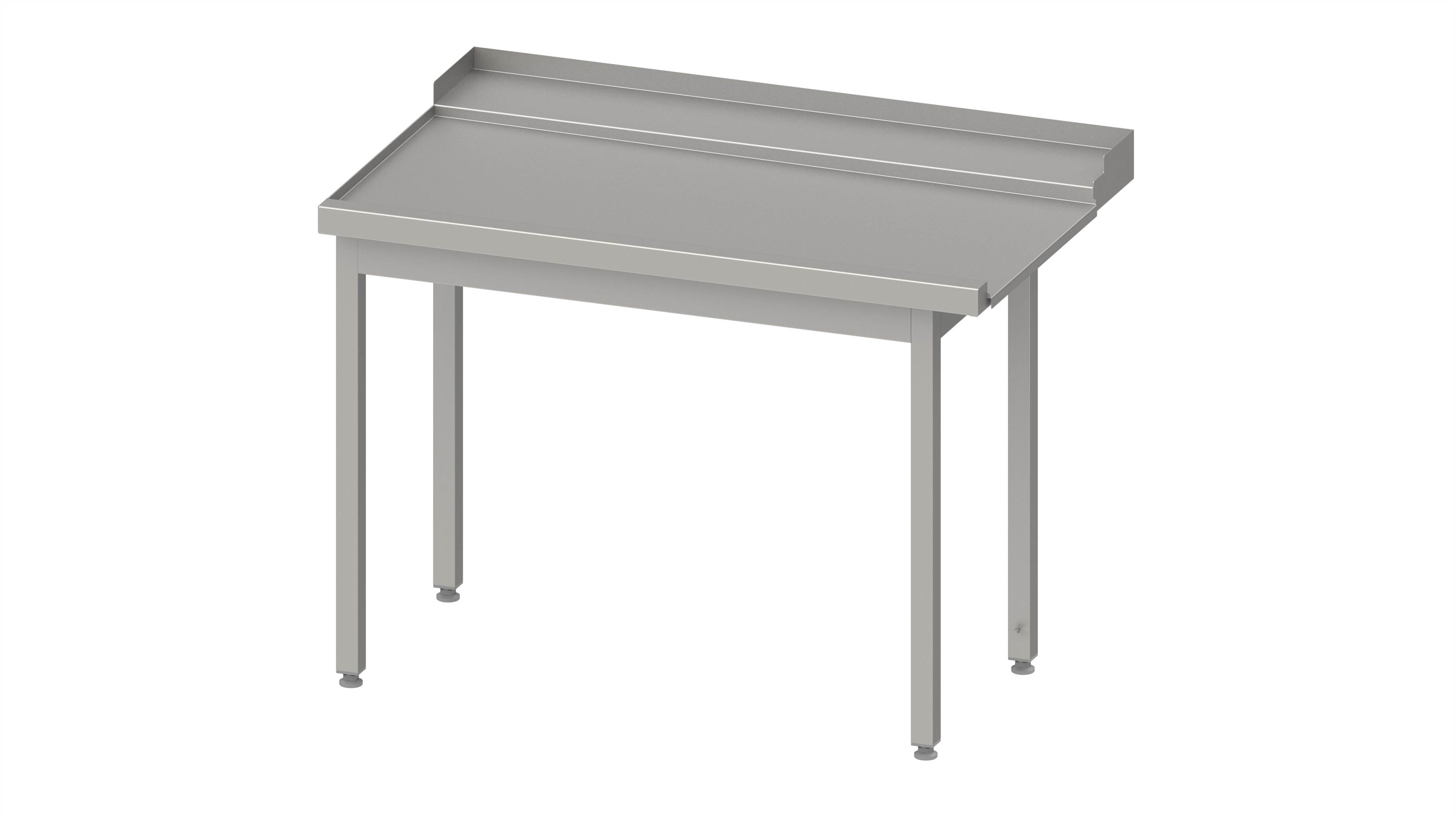 Ablauftisch, Korbführung mit Gefälle, ohne Grundboden 1800x750x880 mm, Anbauseite links, mit Aufkantung, verschweißt