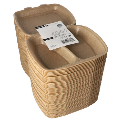 1600 Menüboxen mit Klappdeckel, XPP 2-geteilt 7 cm x 20,5 cm x 24 cm beige