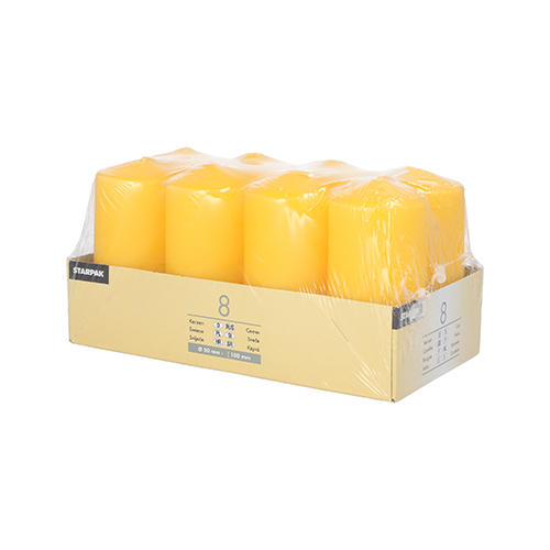 2304 Stumpenkerzen Ø 50 mm · 100 mm goldgelb