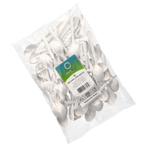 40000 "Circulware by Haval" Mehrweg-Kaffeelöffel PP-MF 13 cm weiss extra stabil