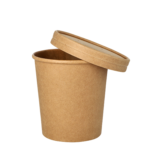 5500 Suppenbecher, Pappe rund 470 ml Ø 9,8 cm · 10 cm braun