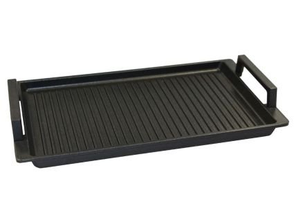 PremiumGrillplattemitGriffen41x24x2,5cm,gerillt PremiumGrillplattemitEdelstahlgriffen41x24x2,5cm,gerillt