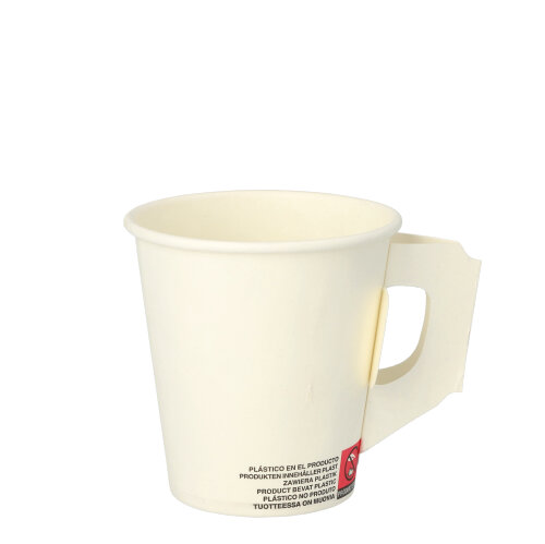80 Trinkbecher mit Henkel, Pappe 0,18 l Ø 7,3 cm · 7,8 cm weiss 24000 Trinkbecher mit Henkel, Pappe 0,18 l Ø 7,3 cm · 7,8 cm weiss