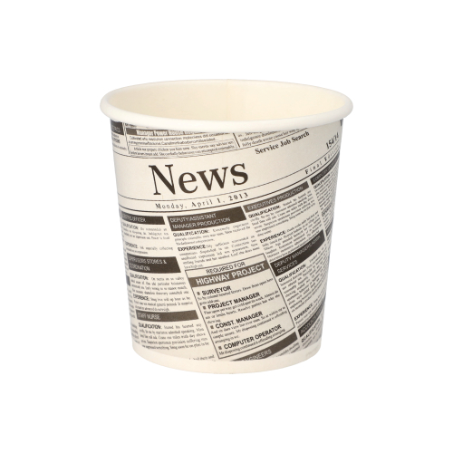 5500 Snackbecher, Pappe "To Go" rund 470 ml Ø 9,9 cm · 9,9 cm "Newsprint"