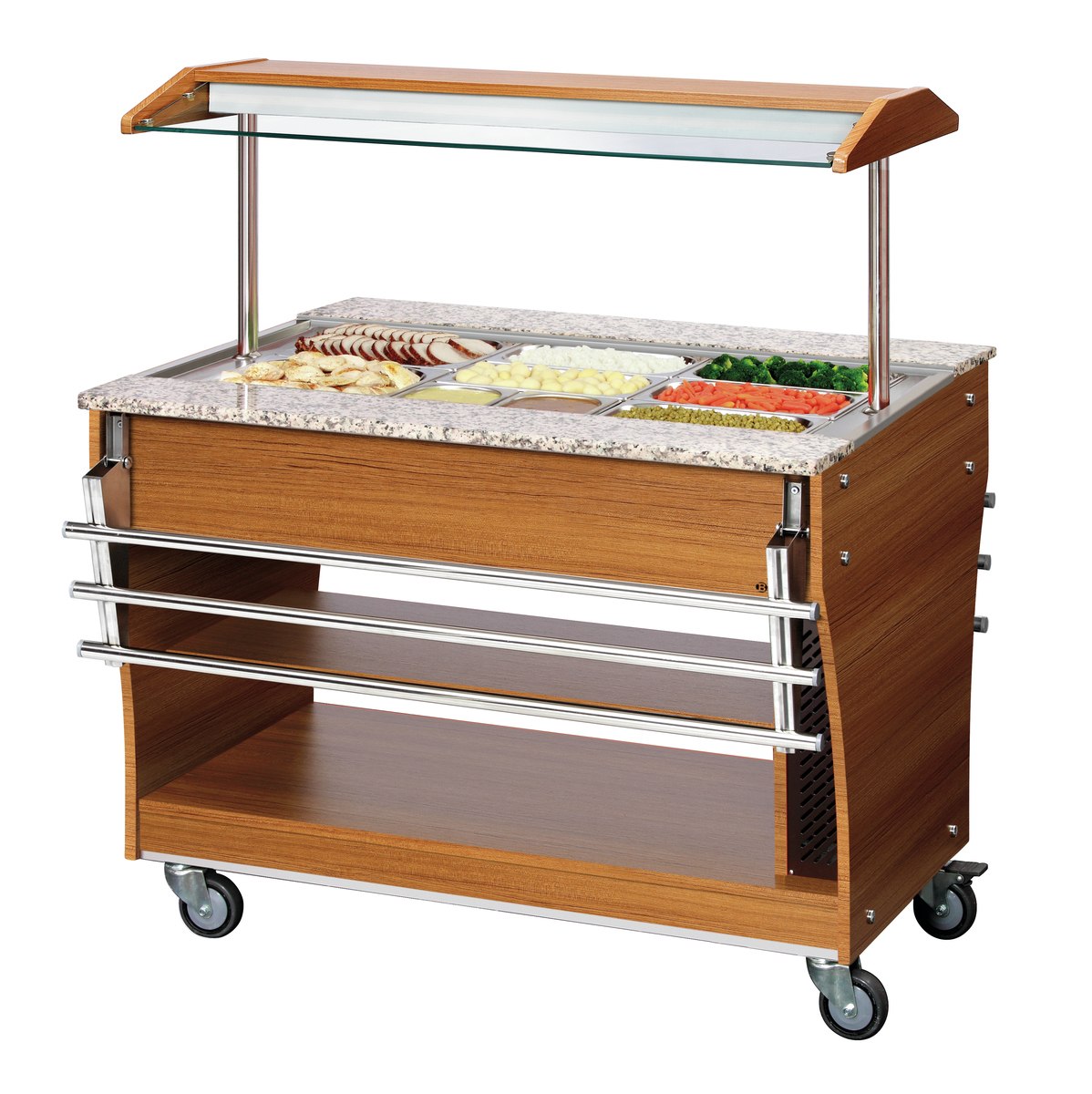Buffetwagen, warm, 3x 1/1GN Tablettrutsche, 1 Stück, 3x 1/1 GN