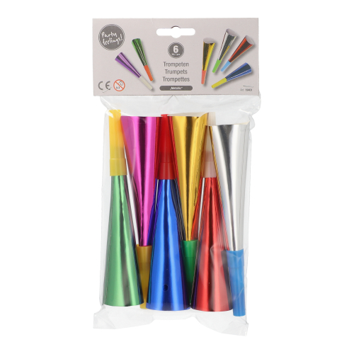 72 Trompeten 18 cm farbig sortiert "Metallic" 3456 Trompeten 18 cm farbig sortiert "Metallic"