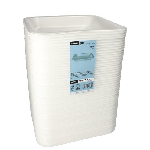 1600 Siegelschalen, XPS 1400 ml 4,2 cm x 24,5 cm x 26,5 cm weiss laminiert