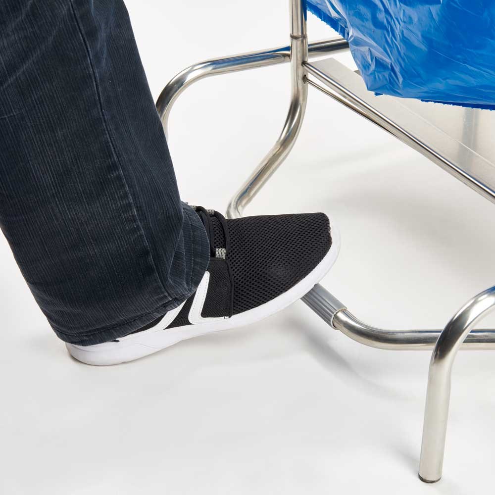 Rollbarer Müllsackständer mit Fußbedienung, Edelstahl