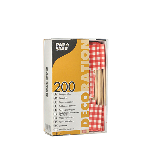 320000 Deko-Picker 8 cm rot "Vichy Karo"