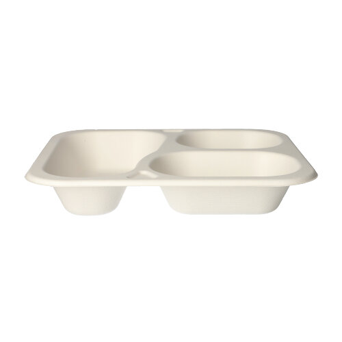 7200 Siegelschalen, Zuckerrohr 3-geteilt 925 ml 4,2 cm x 21,2 cm x 25 cm weiss