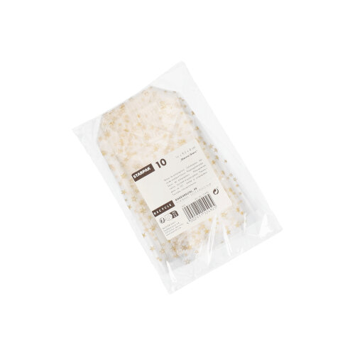 28800 Bodenbeutel, PP 16 cm x 9,5 cm x 4 cm transparent "Sterne, gold"
