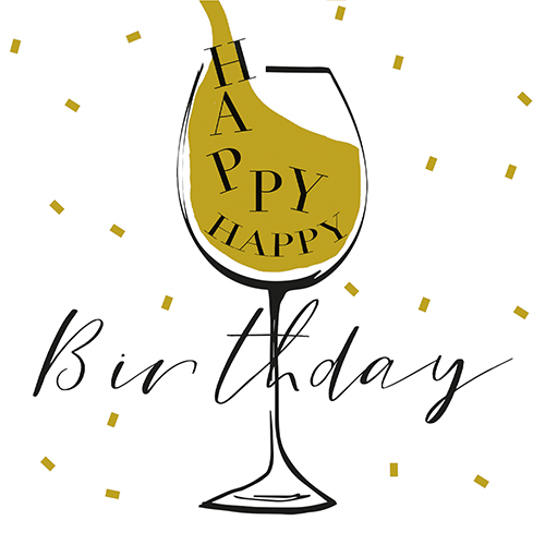 25920 Servietten, 3-lagig 1/4-Falz 33 cm x 33 cm ! weiss "Happy Birthday"