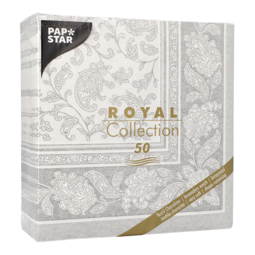 50 Servietten "ROYAL Collection" 1/4-Falz 40 cm x 40 cm grau "Ornaments" 12500 Servietten "ROYAL Collection" 1/4-Falz 40 cm x 40 cm grau "Ornaments"