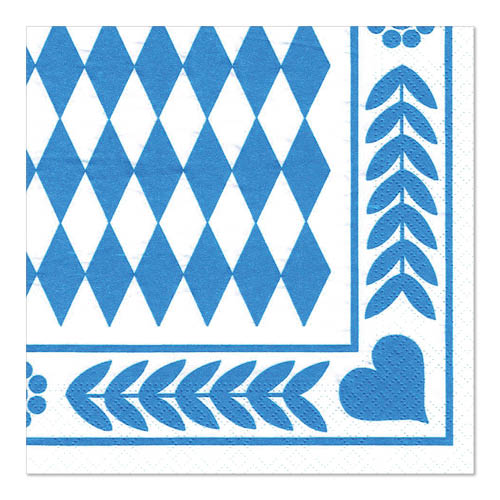 24000 Servietten, 3-lagig 1/4-Falz 33 cm x 33 cm "Bayrisch Blau"