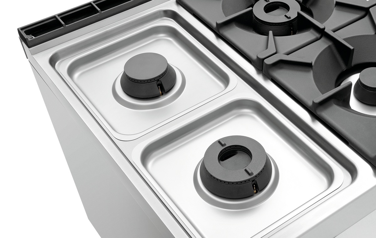 6 Flammen Gasherd, EBO 2/1GN, NS