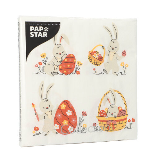 21600 Servietten, 3-lagig 1/4-Falz 33 cm x 33 cm "Rabbit Parade"