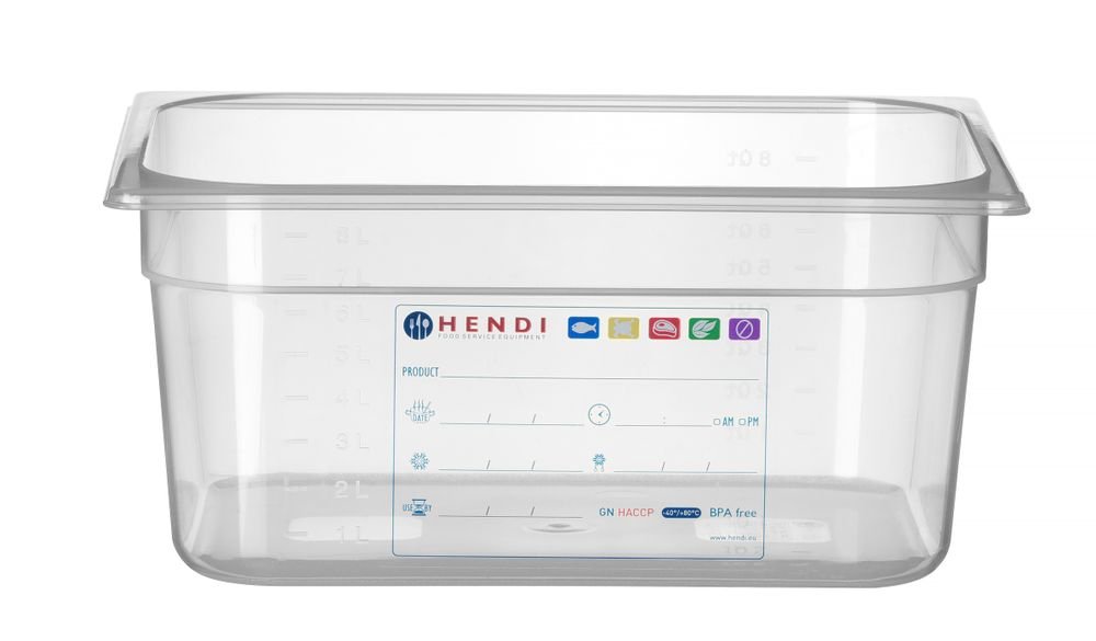 Gastronorm-Behälter 1/2, HENDI, GN 1/2, 9,5L, Transparent, 325x265x(H)150mm
