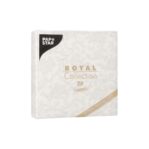 280 Servietten "ROYAL Collection" 1/4-Falz 25 cm x 25 cm weiss "Ornaments" 29400 Servietten "ROYAL Collection" 1/4-Falz 25 cm x 25 cm weiss "Ornaments"