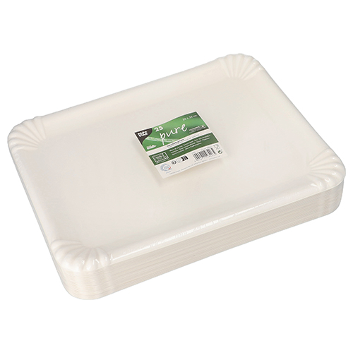 2700 Servierplatten, Zuckerrohr "pure" eckig 26 cm x 35 cm weiss