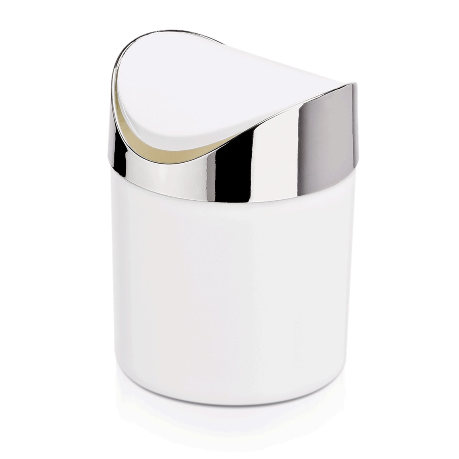 Tischabfalleimer mit Schwingdeckel, Ø 12 cm, (H) 16 cm, weiß,