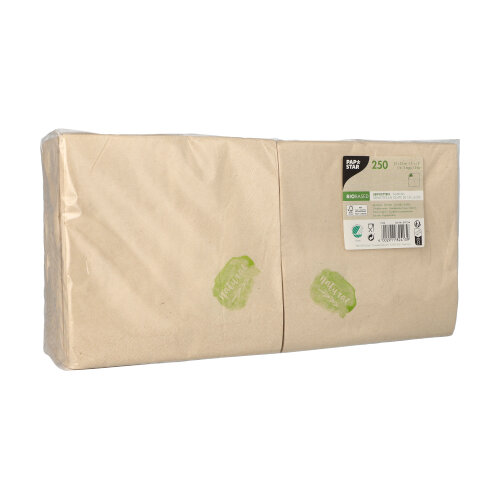 250 Servietten, 2-lagig 1/4-Falz 33 cm x 33 cm natur ungebleicht 30000 Servietten, 2-lagig 1/4-Falz 33 cm x 33 cm natur ungebleicht
