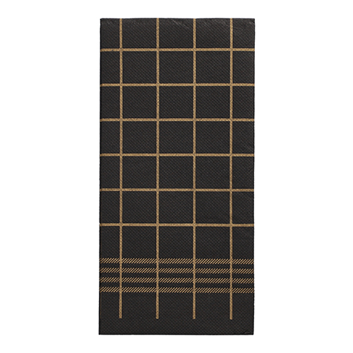 11520 Servietten, 2-lagig "PUNTO" 1/8-Falz 39 cm x 40 cm schwarz/gold "Kitchen Towel" mikrogeprägt