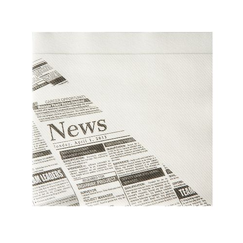 18000 Snackservietten, stoffähnlich, Airlaid 1/4-Falz 32,5 cm x 30,5 cm weiss "Newsprint"