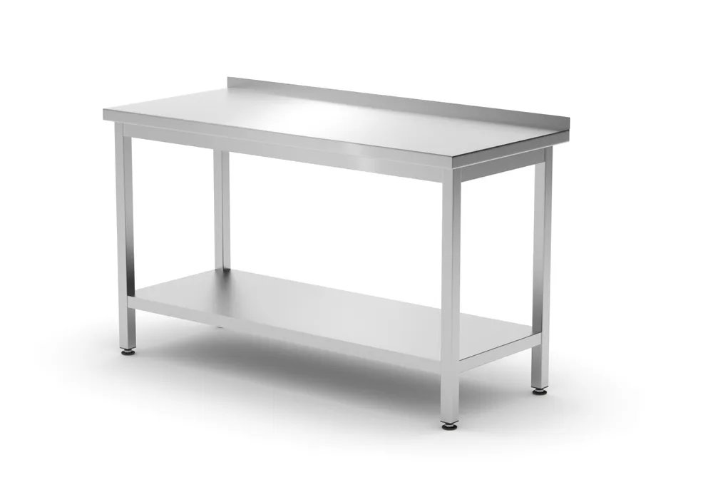Wandtisch mit Ablage – verschraubt, Tiefe 600 mm, Profi Line, 1400x600x(H)850mm Wandtisch mit Ablage – verschraubt, Tiefe 600 mm, Profi Line, 1400x600x(H)850mm