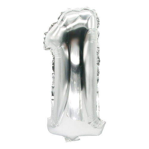 10368 Folienluftballon 35 cm x 20 cm silber "1"