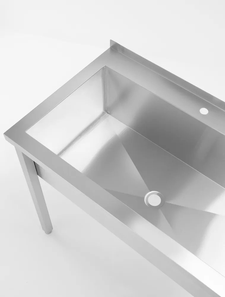 Tisch mit Einzelwaschwanne, ohne Spritzschutz – verschraubt, Tiefe 600 mm, Budget Line, 1000x600x(H)850mm