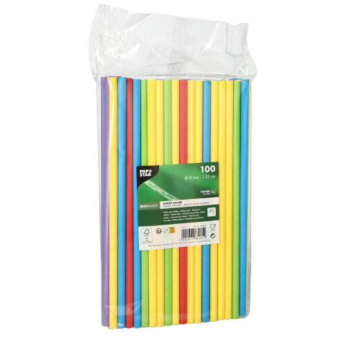 1200 Shake-Halme, Papier Ø 8 mm · 25 cm farbig sortiert 48000 Shake-Halme, Papier Ø 8 mm · 25 cm farbig sortiert