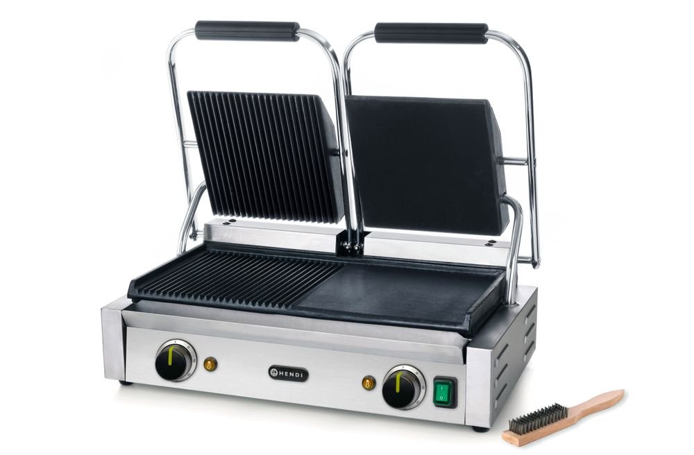 Kontaktgrill - Doppelversion, HENDI, halb glatt, halb gerillt, 230V/3600W, 575x430x(H)510mm Kontaktgrill - Doppelversion, HENDI, halb glatt, halb gerillt, 230V/3600W, 575x430x(H)510mm