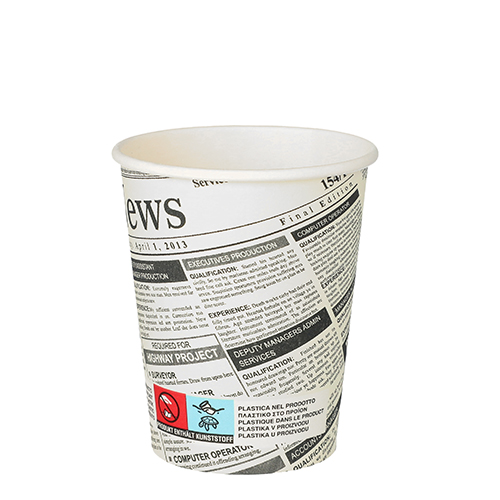 18000 Trinkbecher, Pappe "To Go" 0,2 l Ø 8 cm · 9,2 cm "Newsprint"