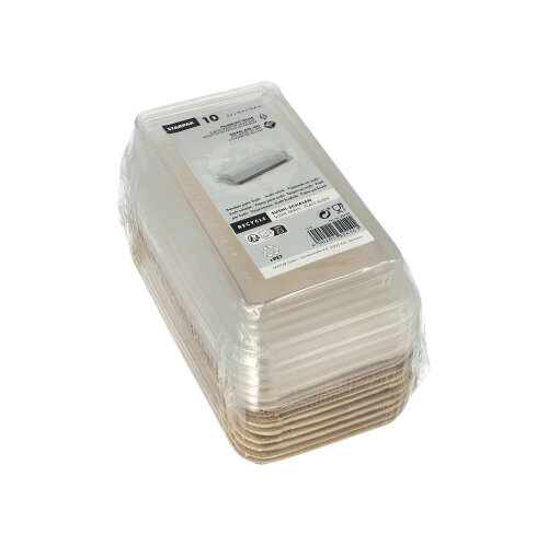 2000 Sushi-Schalen Palmblatt eckig 100 ml 4,3 cm x 18,4 cm x 10,4 cm natur mit rPET Deckel "Kombipack"
