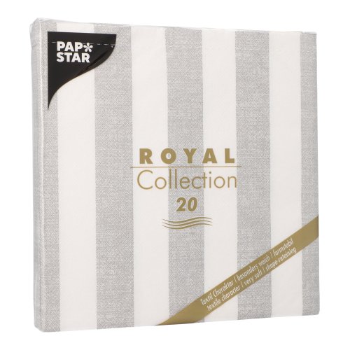 20 Servietten "ROYAL Collection" 1/4-Falz 40 cm x 40 cm grau "Lines" 12000 Servietten "ROYAL Collection" 1/4-Falz 40 cm x 40 cm grau "Lines"