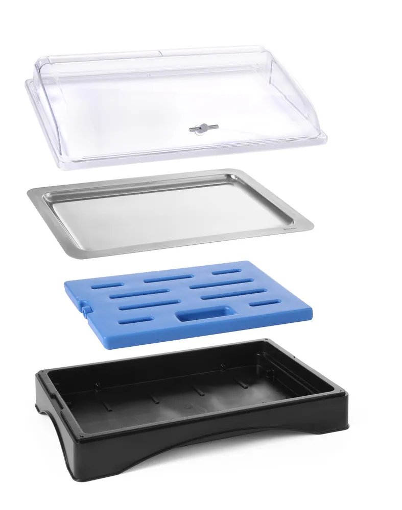 Rolltop-Display gekühlt - GN 1/1, Set inkl. Kühlelement, 555x357x(H)175mm