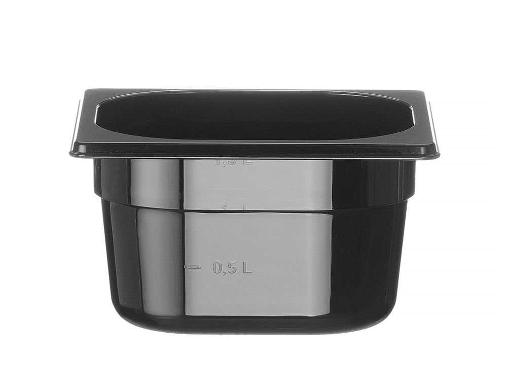 Gastronorm-Behälter 1/6, HENDI, Profi Line, GN 1/6, 1,6L, Schwarz, 176x162x(H)100mm