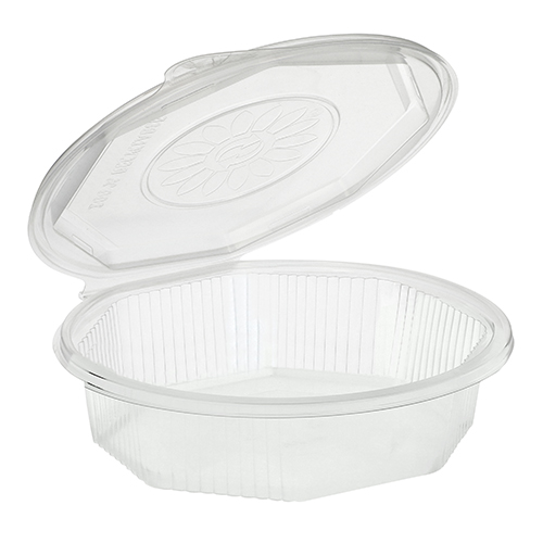 2800 Menüboxen mit Klappdeckeln, PP ungeteilt 5,9 cm x 21,5 cm x 21,5 cm transparent 8-eckig