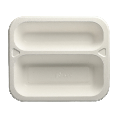 7200 Siegelschalen, Zuckerrohr 2-geteilt 975 ml 4,2 cm x 21,2 cm x 25 cm weiss