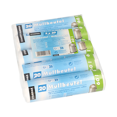 42000 Müllbeutel, HDPE 60 l 72 cm x 60 cm weiss