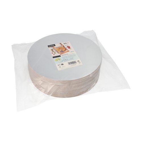 25 Tortenplatten rund Ø 28 cm · 0,3 cm gold/silber 2550 Tortenplatten rund Ø 28 cm · 0,3 cm gold/silber