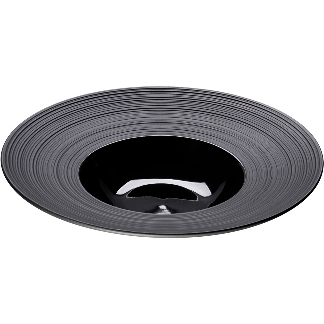 Suppenteller, reliefierter Rand, Serie Gourmet Kontrast, schwarz, D. 305 mm
