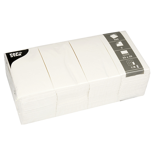 36000 Servietten, 2-lagig 1/8-Falz 33 cm x 33 cm weiss