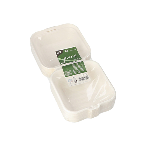 4500 Hamburger-Boxen Zuckerrohr "pure" 8 cm x 14 cm x 15 cm weiss