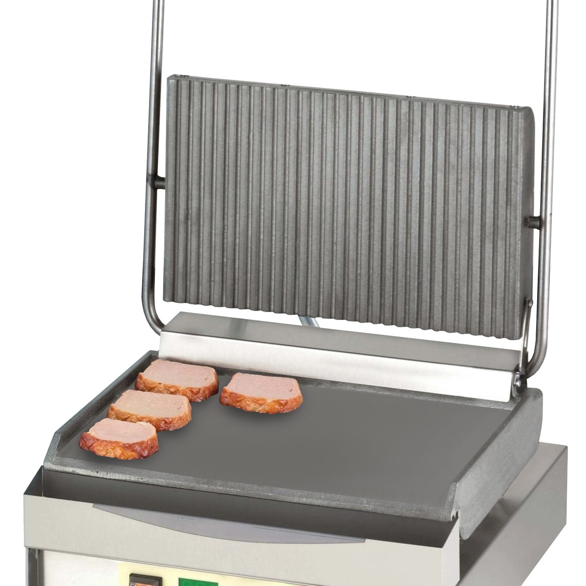 Chopper-Grill oben geriffelt + unten glatt, mit Digitaltimer Chopper-Grill oben geriffelt + unten glatt, mit Digitaltimer