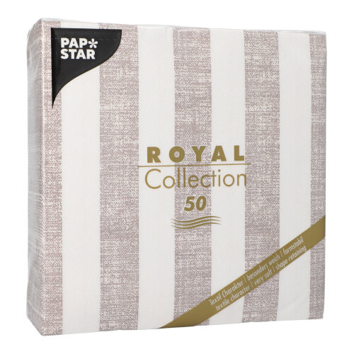 250 Servietten "ROYAL Collection" 1/4-Falz 40 cm x 40 cm mocca "Lines" 12500 Servietten "ROYAL Collection" 1/4-Falz 40 cm x 40 cm mocca "Lines"