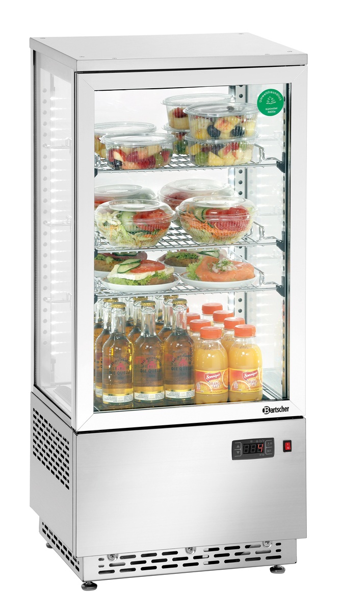Mini-Kühlvitrine 78L, Edelstahl Mini-Kühlvitrine 78L, Edelstahl