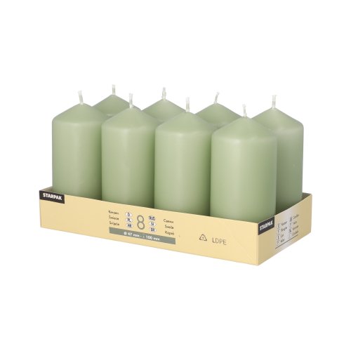 8 Stumpenkerzen Ø 47 mm · 100 mm jadegrün 2304 Stumpenkerzen Ø 47 mm · 100 mm jadegrün