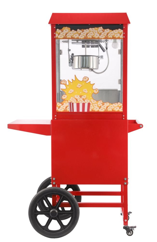 Popcorn-Maschine mit Fahrgestell, Rot, 220-240V/1155W, 940x510x(H)1553mm Popcorn-Maschine mit Fahrgestell, Rot, 220-240V/1155W, 940x510x(H)1553mm