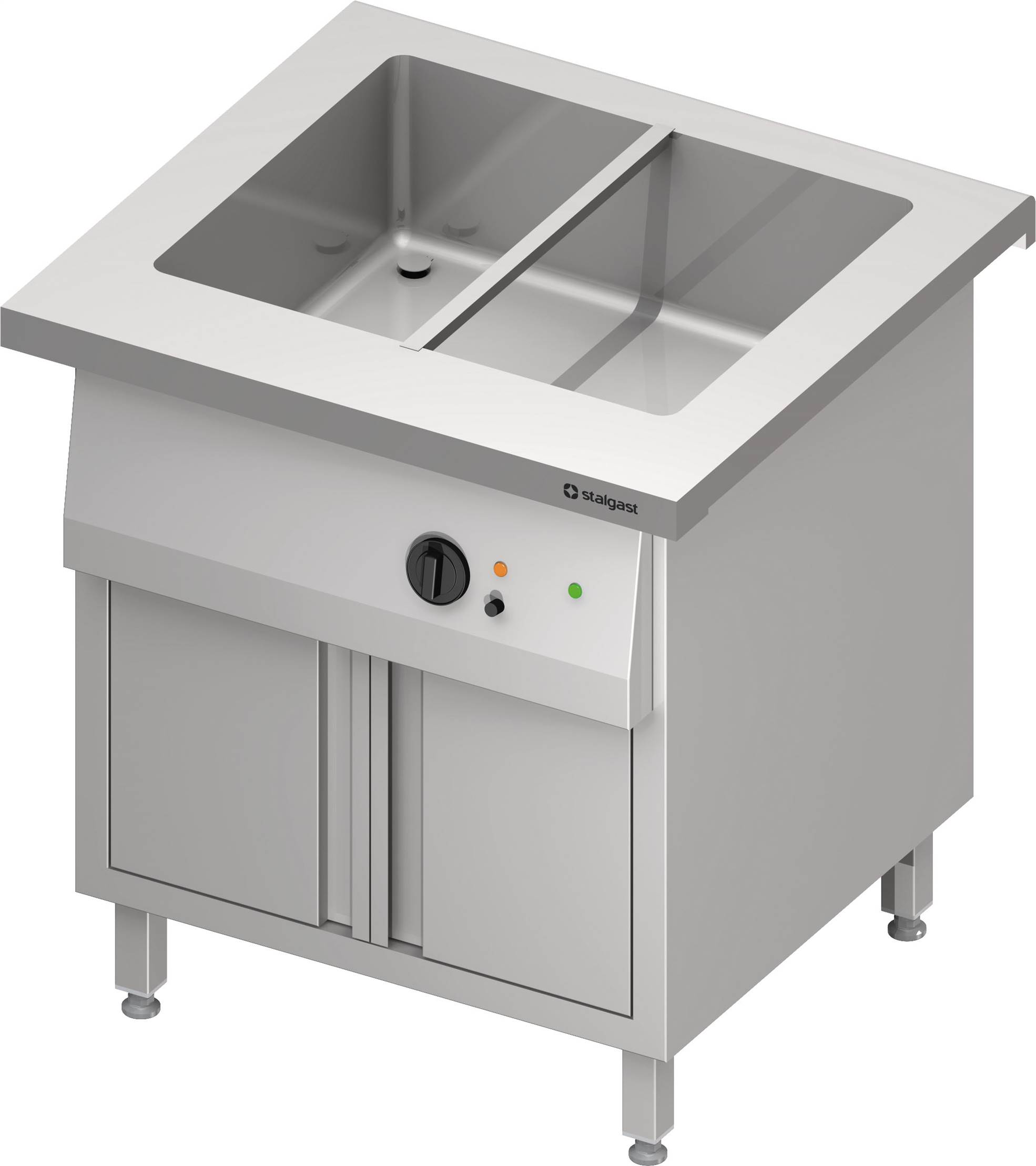 Bain-Marie-Station "Free Flow" mit einem Becken 2x GN1/1 und Flügeltüren, 799x735x880 mm Granitabdeckung "Standard G1"